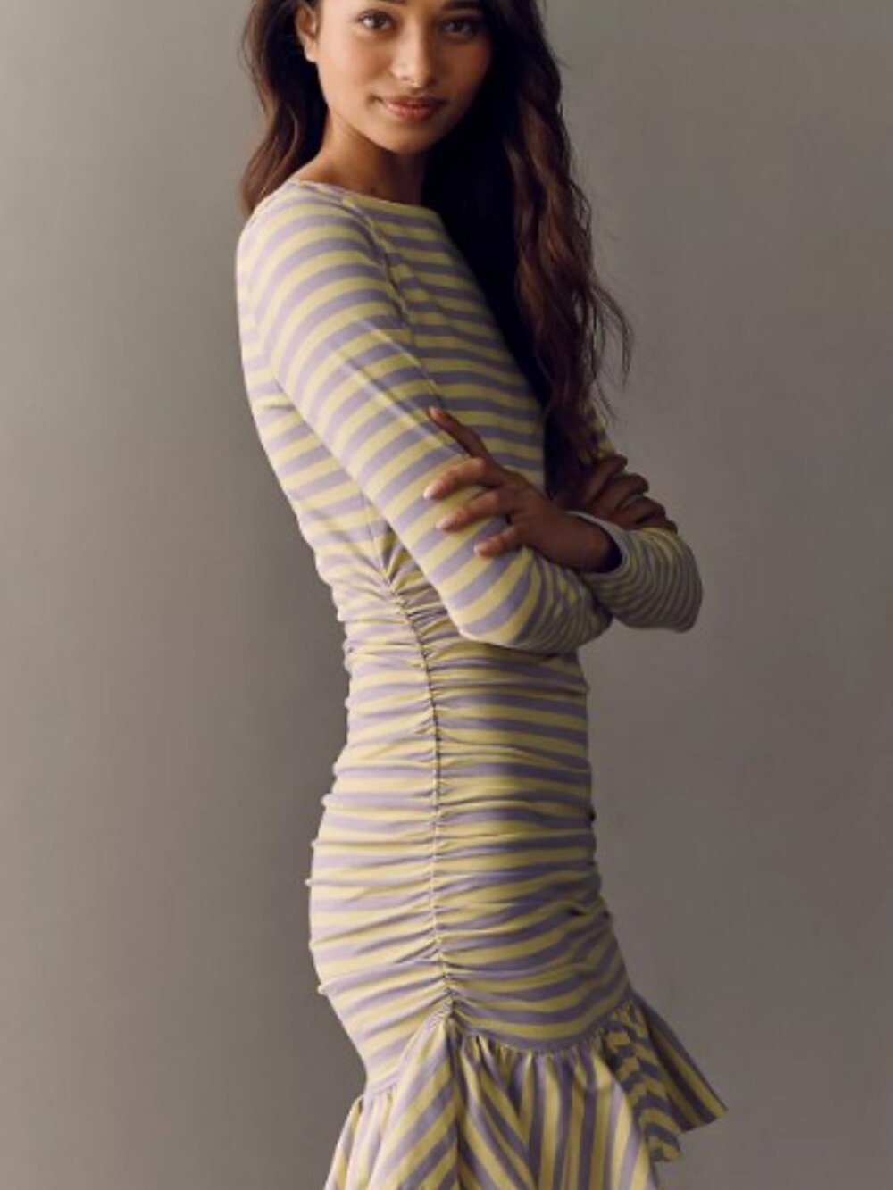 (AT-2) Anthropologie Daily Practice Drop-Waist Long-Sleeve Mini Dress
